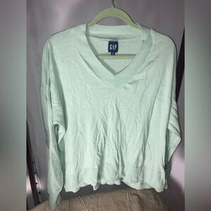 Gap sz XL v neck mint green cotton blend sweater